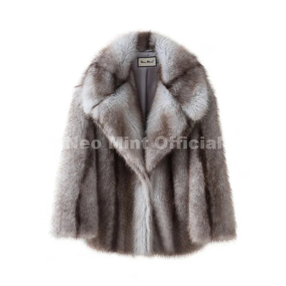 Neo Mint Luxury Brand Fashion Women Yellow Striped Faux Fur Jacket Coat Chic Girls 2025 Winter Oversized Warm Outerwear Overcoat