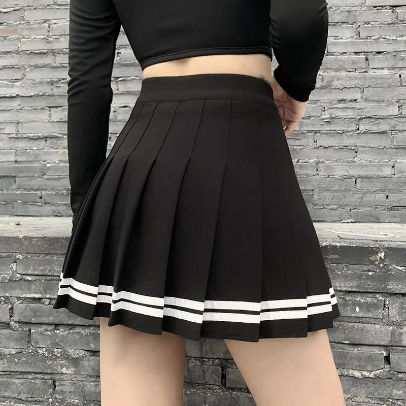 Women's Black Gothic Pleated Mini Skirt