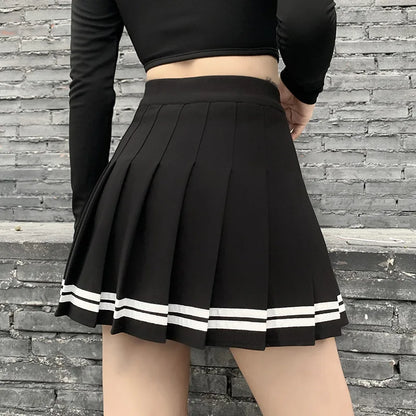 Women's Black Gothic Pleated Mini Skirt