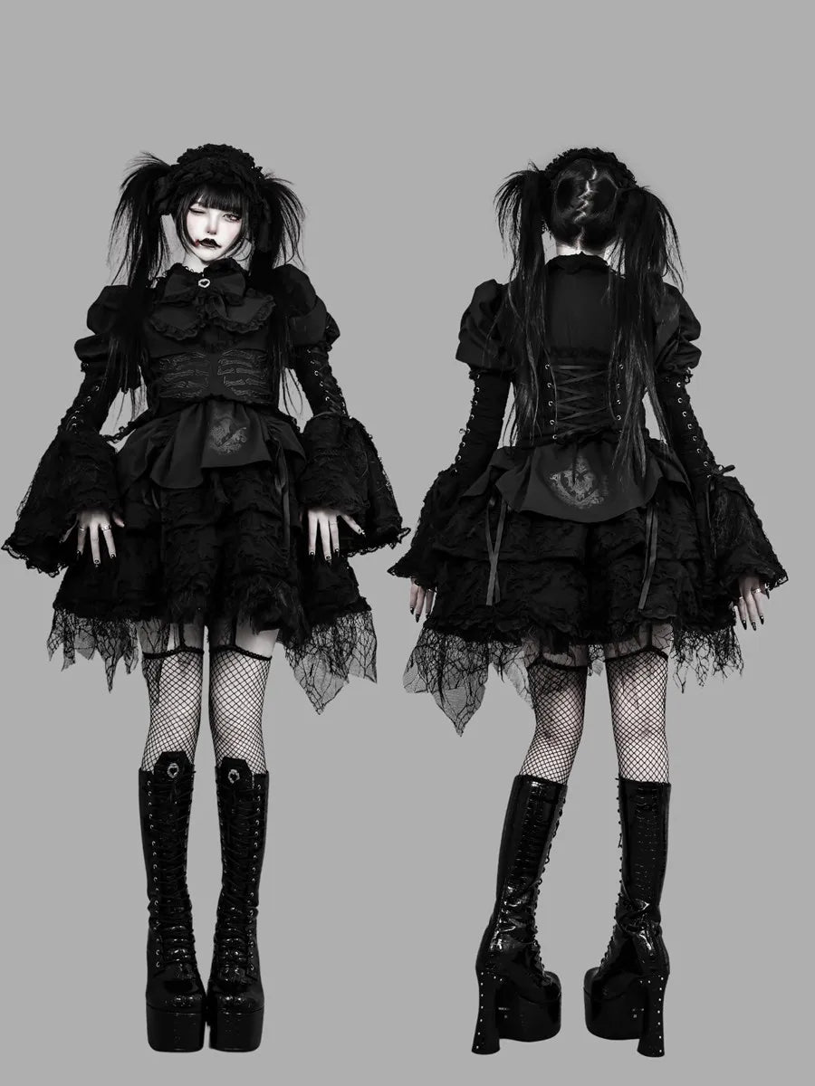Women's Harajuku Gothic Lolita Mini Dress