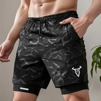 2 in 1 Sports Shorts Men Quick Dry Swim  Short Sweatpants Man Gym Training Fitness Jogging Outdoor Running Sportwear Male