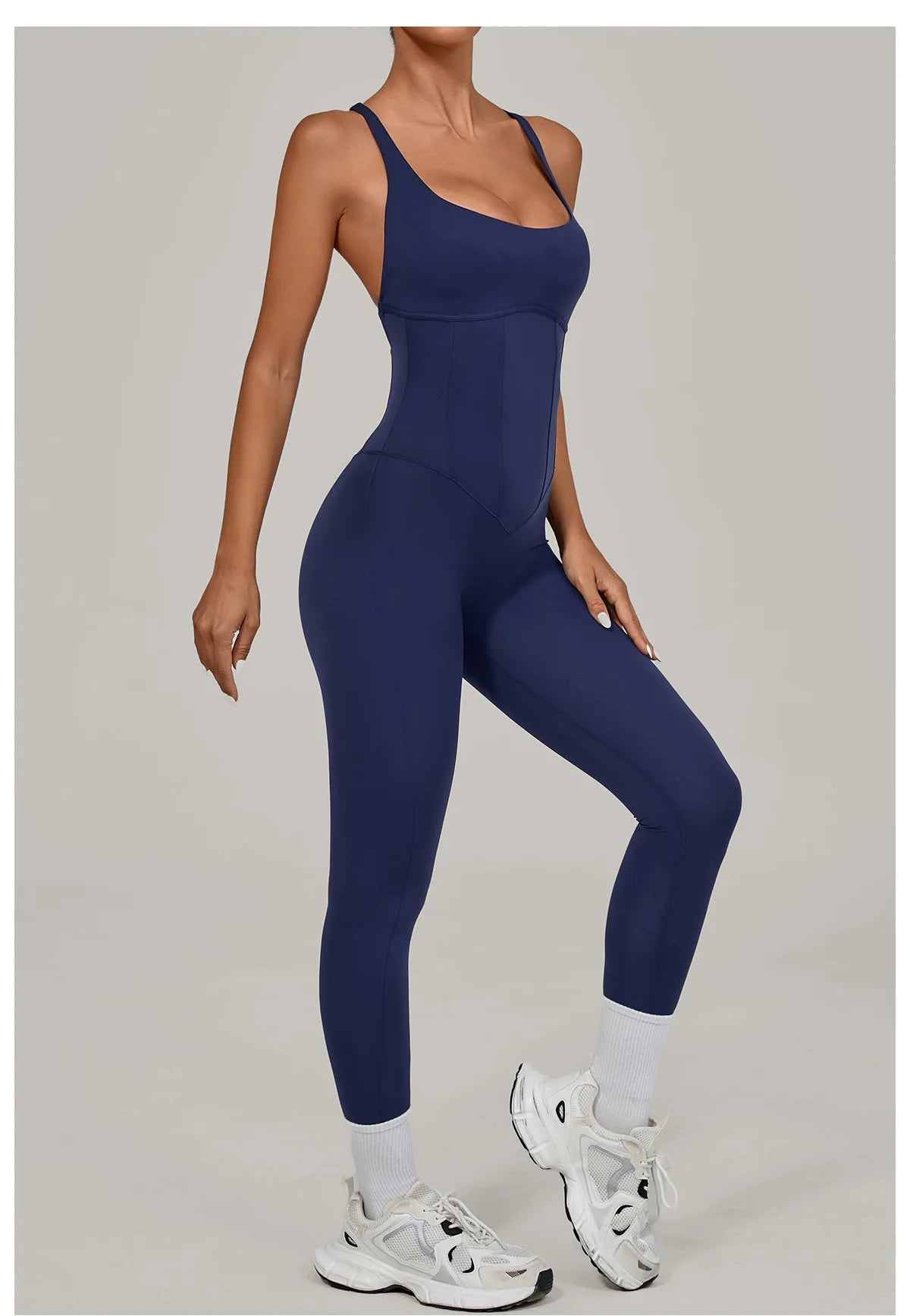 Women's Workout Backless Purple Jumpsuit
