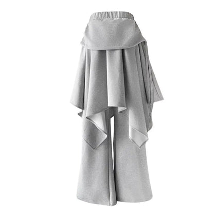 ReddaChic Wrappd Gray Sweatpants Lounge Elastic Waist Wide Leg Irregular Skirt Layering Trousers Grunge Korean Women Clothes