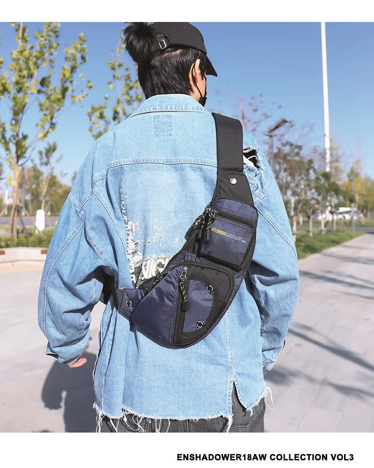 2025 New Men's Oxford Cloth Crossbody Bag Casual Single Shoulder Bag Fashionable Street Style Leisure Chest Bag for Men