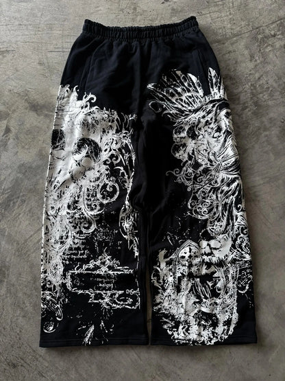 Equinox Flower Japanese Leisure Pants Manga Printing Men Women Slacks Trousers Y2K Gothic Wide Pants