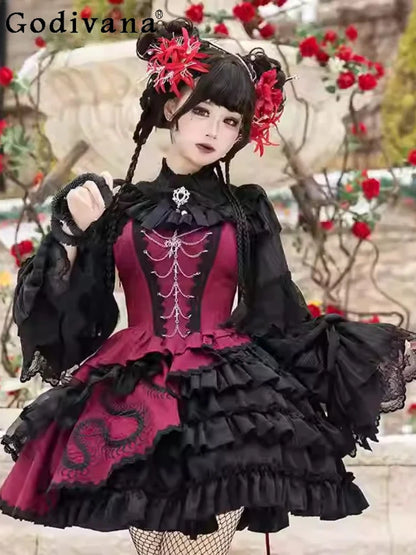 Women's Dark Gothic Lolita A-Line JSK Dress