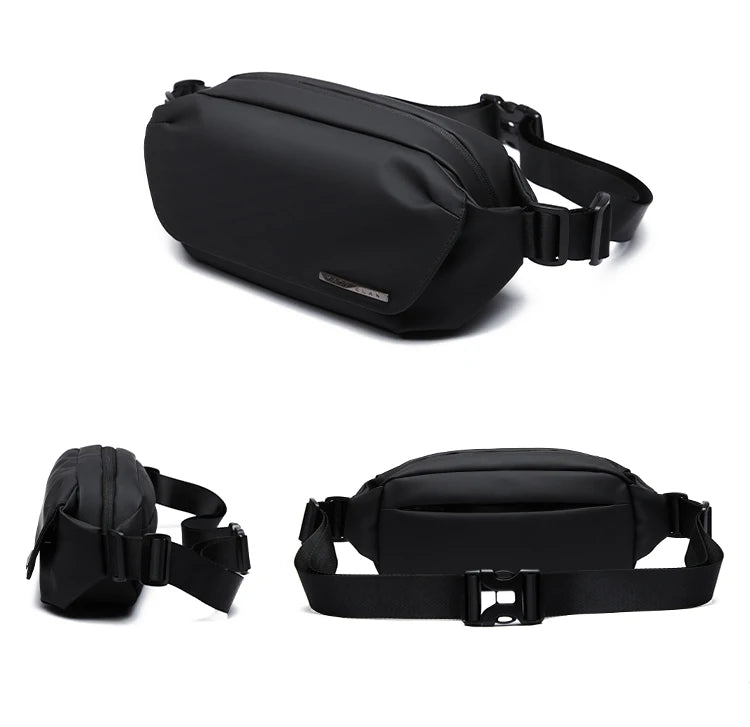 MATE ELAN Urban Business Thin Crossbody Shoulder Bag Men Fashion Waterproof Waist Fanny Pack Chest Bags Black Best iPad Bumbag