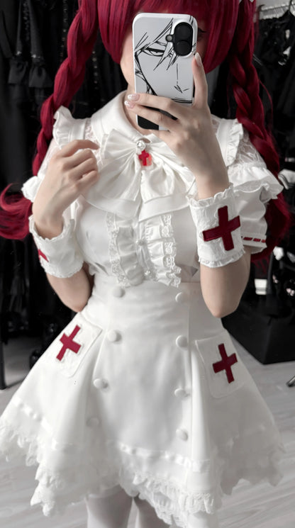 Women's White Gothic Lolita Two-Piece Set