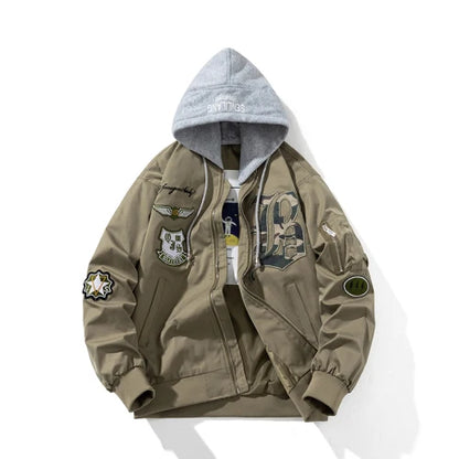 Autumn Winter Pilot Jacket Men Women Badge Star Vintage Bomber Jacket Embroidery Men Fashion Hip Hop Windbreaker Coat Streetwear