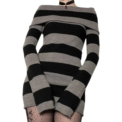 Women's Striped Off-Shoulder Mini Dress