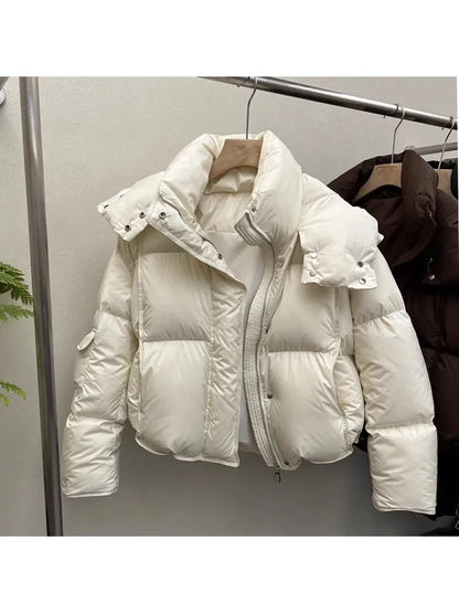 2024 Oversize Cotton Jaet Women's Loose Bread Sle ort Coat Small Design Sense Friend Matching Thiened Polyester Filling