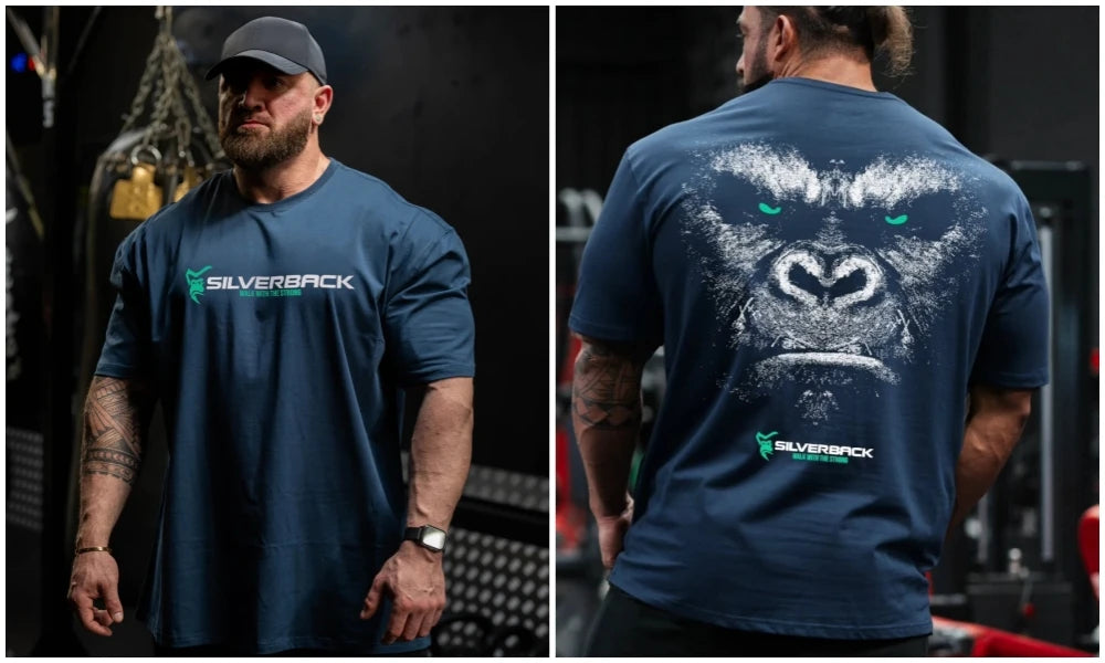 Loose New Gorilla Men's Printed T-Shirt Sports Short Sleeve Casual Fitness Male Tops O-NECK Gym Workout Running Tee Shirts Y2k