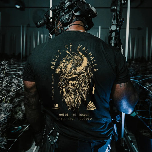 Apex Ritual – メンズ バイキング戦士プリントTシャツ – 通気性クルーネック トレーニングスポーツトップス