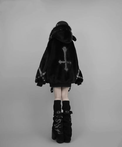 Women's Harajuku Plush Ear Fur Coat