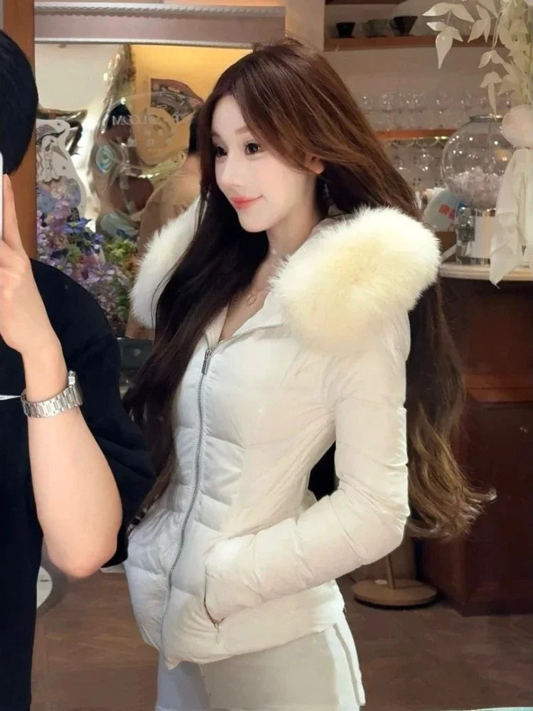 French Casual Long Sleeve Parka Coat Women's Design Hepburn Chic Hooded Zipper Coat Fashion Warm Retro Slim Coat New Style