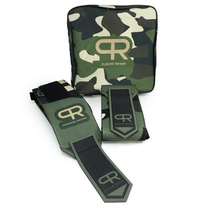 PR Heavy Duty Premium Elbow Wraps Personal Record Camouflage Mosaic Elbow Straps Weightlifting Deadlift Fitness Elbow Support