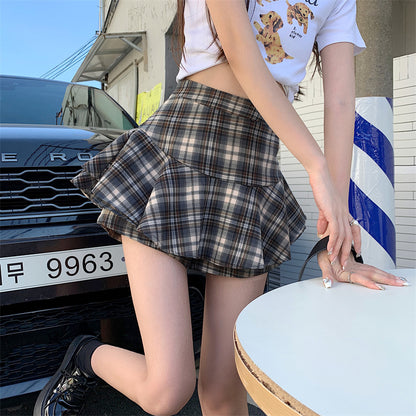 Women's Y2K Plaid Ruffle Skort