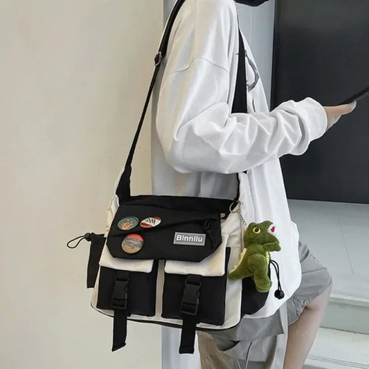 Harajuku Men Nylon Crossbody Bags for Women Messenger Bag Girls School Book - APEX RITUAL women's bags