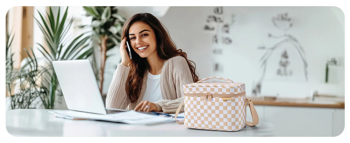 BAGSMART Lunch Box for Women Insulated Lunch Bag Cute Puffer Lunch Tote Bags Lightweight Quilted Reusable Cooler for Work School