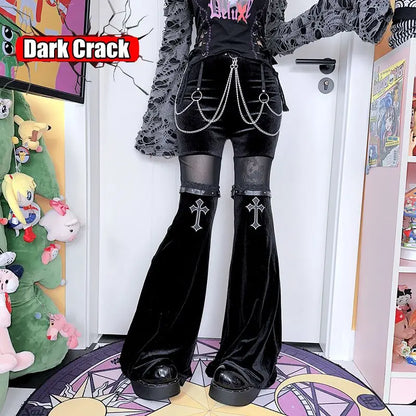 Punk Women’sY2k Gothic Harajuku Lolita Spicy Girls Halloween European  American Street Versatile Cross Loudspeaker Casual Pants
