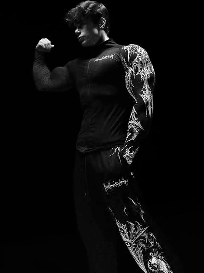Dark Quick Drying Autumn And Winter Training Long Sleeved Men's Zipper Fitness Clothes, Sports Tight Fitting Clothes