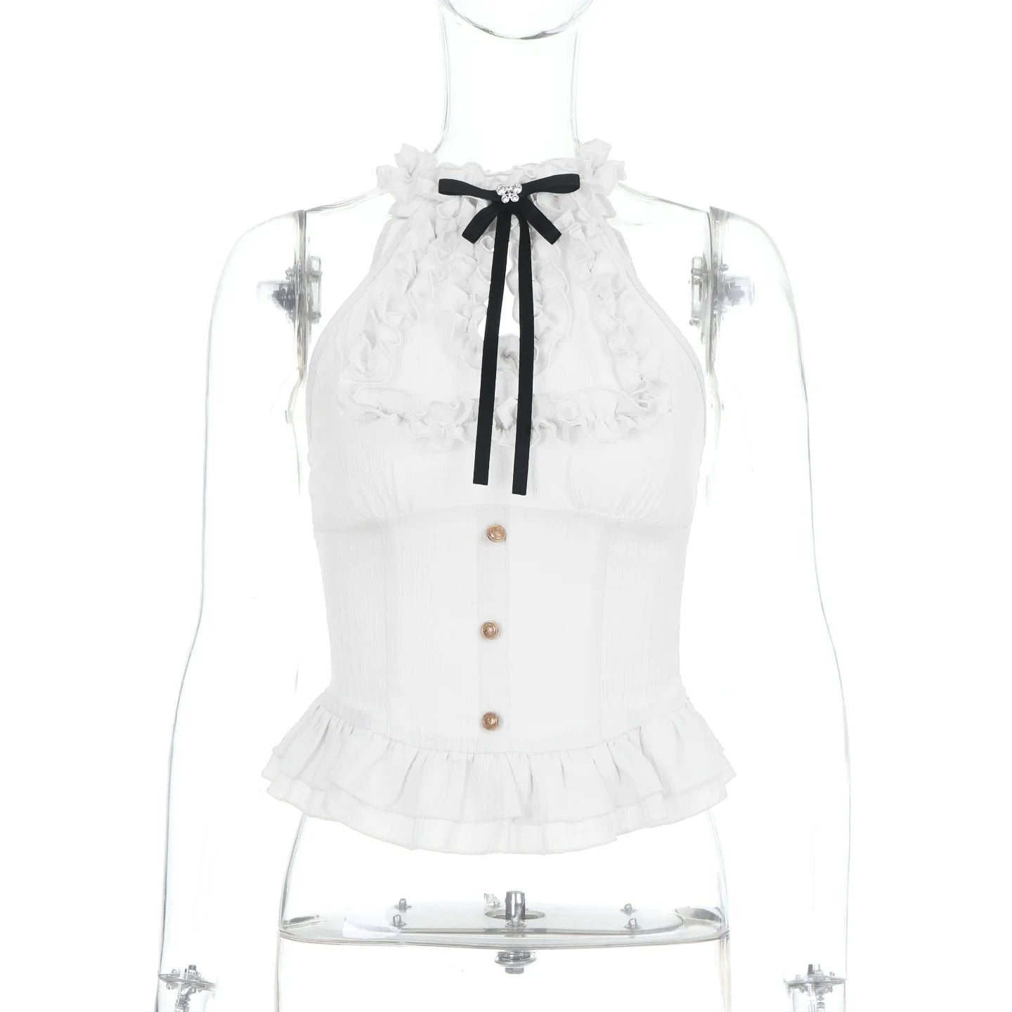 Women Blouses Trim Off Shoulder Halter Tops Mall Gothic Ruched Bow Tanks Top Fairycore Teachwear Summer Vests