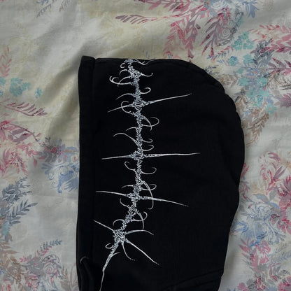 Women's Gothic Minimalist Graffiti Zip-Up Hoodie