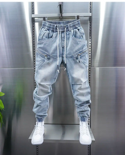 Fashionable Street Jeans Cool Zipper Harem Jeans High Quality Luxury Brand Men Clothing