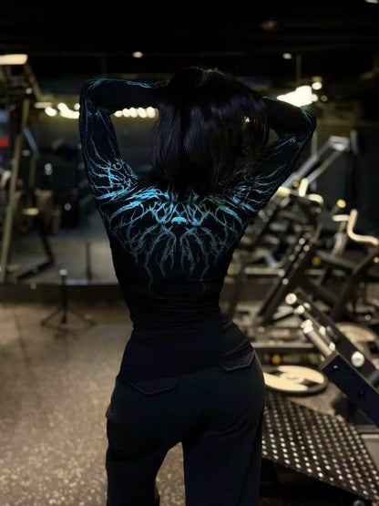 Women's Gothic High-Neck Compression Long-Sleeve Top