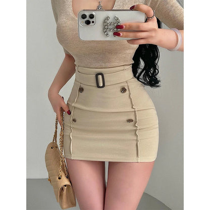 Women's High-Waist Belted Mini Skirt