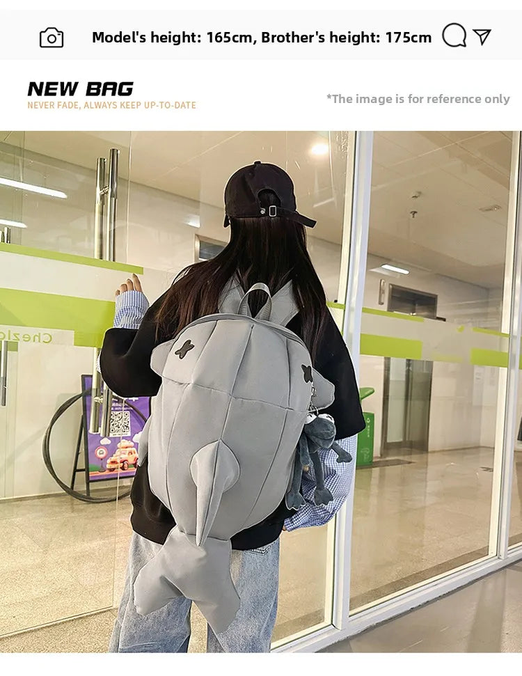Whale Design Dual Shoulder Backpack Unisex Street Style Cycling Bag Fashionable Student Backpack for Men And Women