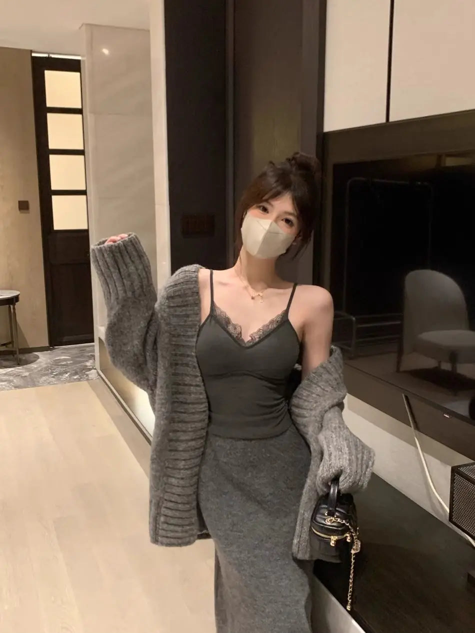 Lace Tank Top Women Cute Camis Sexy White Cropped Camisole Female Korean Sleeveless Black Vest Summer 2025 Coquette Y2k Clothes