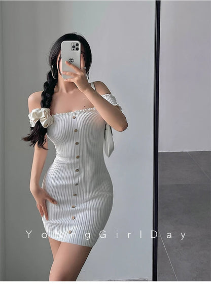 Women's One-Shoulder Knit Mini Dress