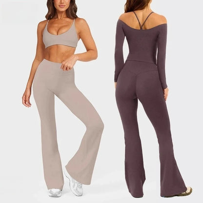 Women's Workout Wide-Leg High-Waist Two-Piece Set