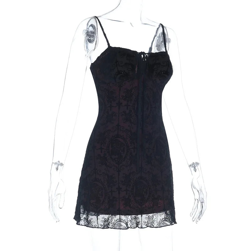 Women's Gothic Cross Strap Mini Dress