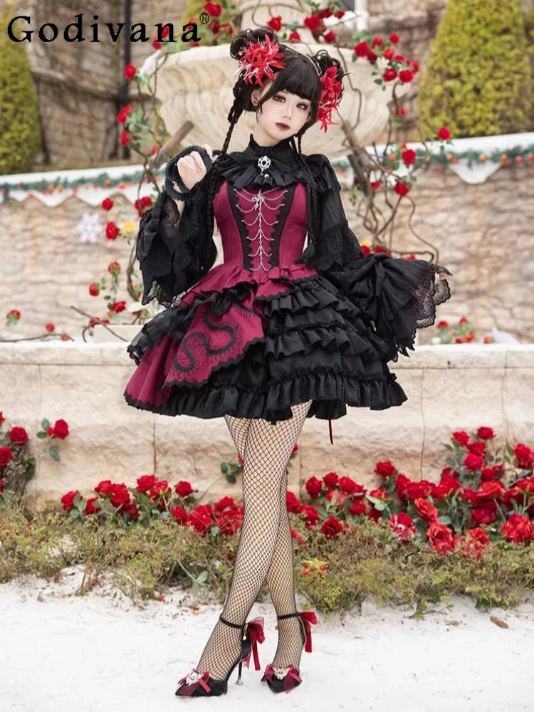 Women's Dark Gothic Lolita A-Line JSK Dress