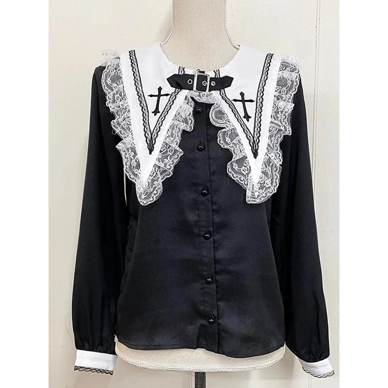 Women's Jirai Kei Lolita Long-Sleeve Blouse
