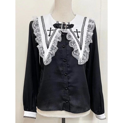 Women's Jirai Kei Lolita Long-Sleeve Blouse