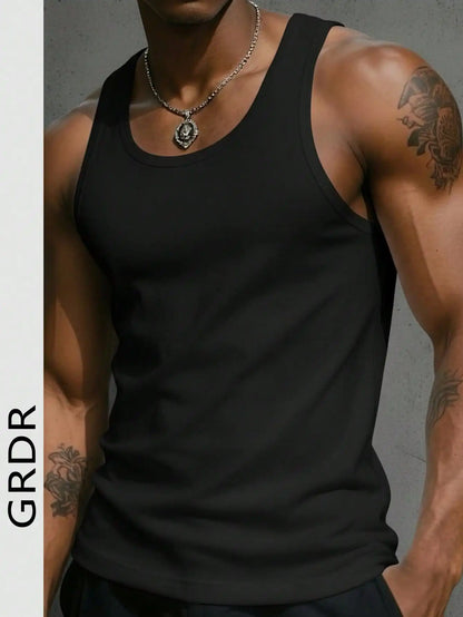Men's Solid Color Tank Top Slim Fit U-Neck Sleeveless T-Shirt Basic Casual Vest For Men Gym Workout Summer Streetwear Tops