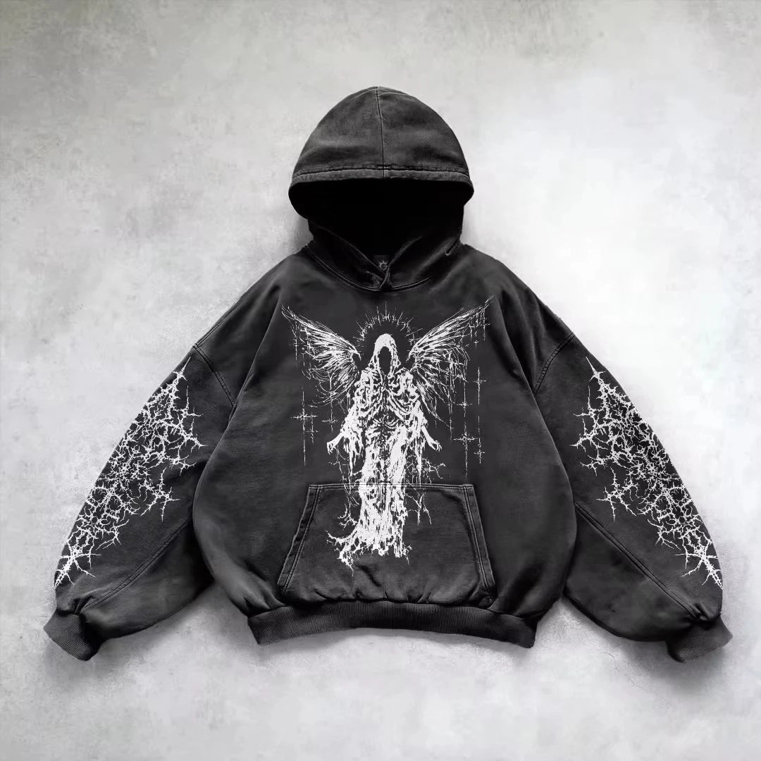 Women's Gothic Graphic Oversized Pullover Hoodie