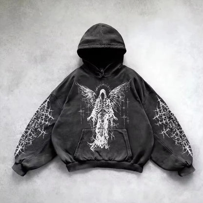 Women's Gothic Graphic Oversized Pullover Hoodie