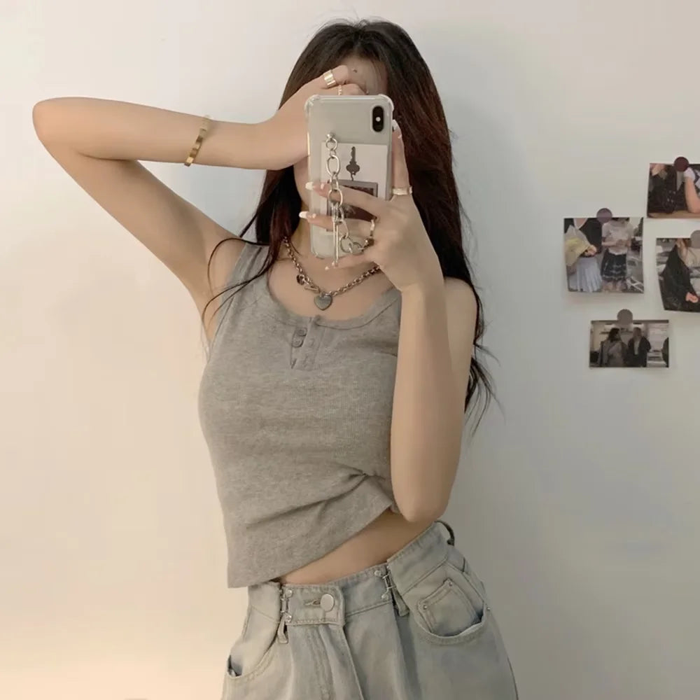 Women's Knitted Round-Neck Casual Tank Top