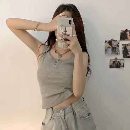 Women's Knitted Round-Neck Casual Tank Top