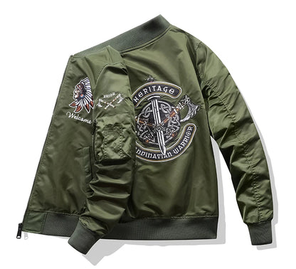 Apex Ritual – Spring Autumn Embroidered MA1 Pilot Jacket Men – Trendy American Workwear Baseball Style