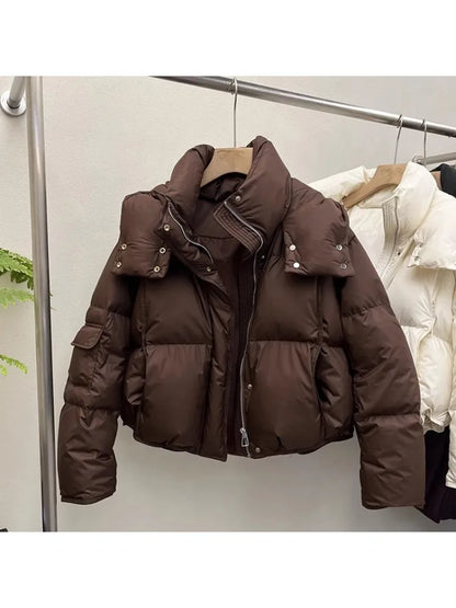 2024 Oversize Cotton Jaet Women's Loose Bread Sle ort Coat Small Design Sense Friend Matching Thiened Polyester Filling