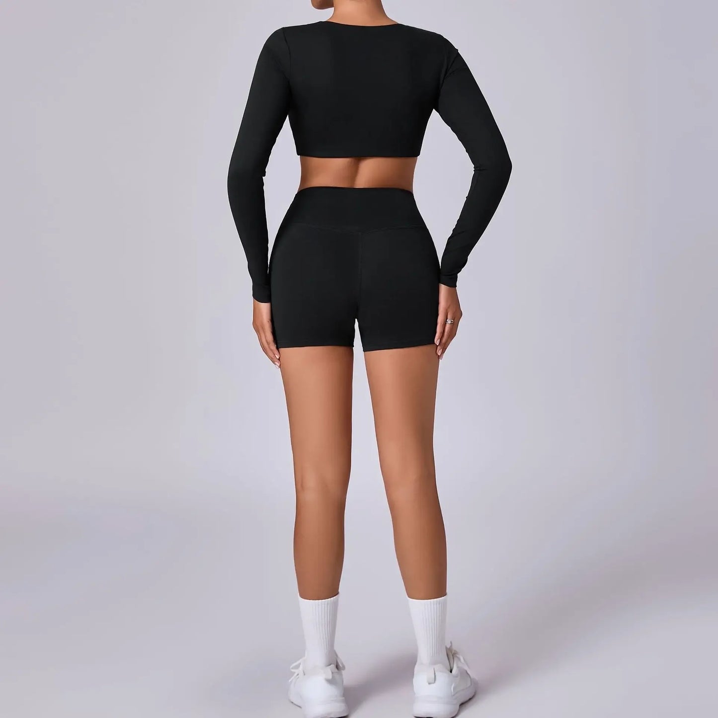 Crop Top Women Long Sleeve Tees 2026 Gym Shirt Padding Sports T-shirts Push Up Yoga Clothing Black White Blue Coffee Gray Navy