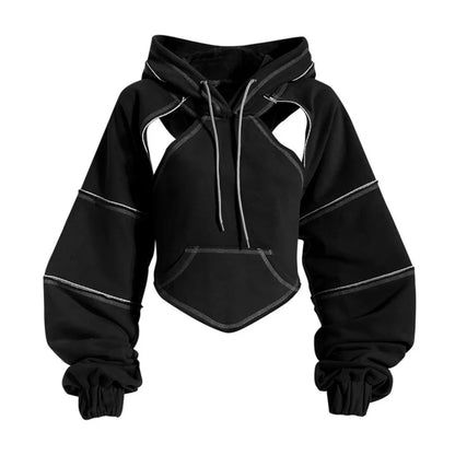 Color Blocking Bright Line Decoration Women High Street Hoodies Y2K Harajuku - APEX RITUAL women's hoodies & sweatshirts