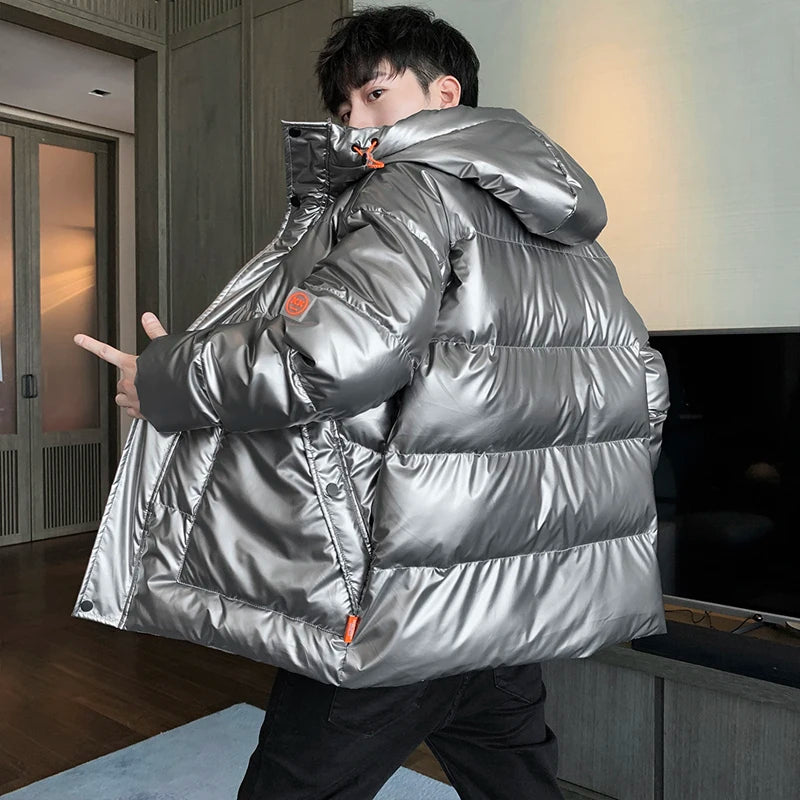 Plus size 8XL 7XL 6XL shiny coats Men Hood Warm Hip HOP winter Overcoat men's cotton-padded Parkas casual men's thickened Parka