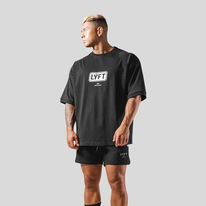 Apex Ritual – メンズレタープリントオーバーサイズスポーツTシャツ – トレーニングストリートウェアTシャツ