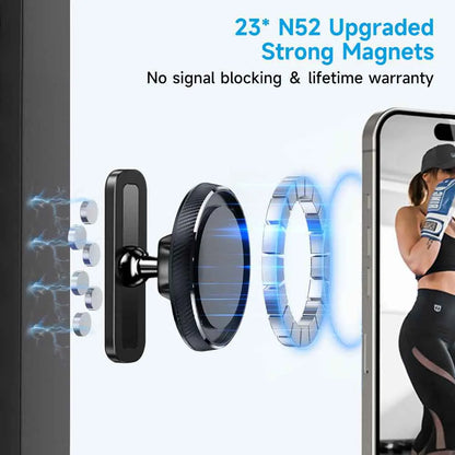Tenmtoo Gym Magnetic Phone Holder 360 Adjustable Stand for MagSafe Compatible with All 4.7-6.5 Inch Smartphones iPhone 15 14 13